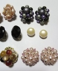Vintage 6 Pair Clip Earrings & 1 Brooch Pin