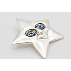 Danecraft Vintage Star Eyes Pin Brooch Staring Face Silver Signed NOS 80s BinA4