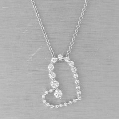 Movado 18k White Gold Diamond Asymmetrical Graduated Heart Necklace 0.60ctw 16″
