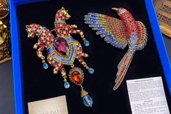 HEI Antique Gold Austrian Crystal Kingfisher Butterfly Love Heart Unicorn Brooch