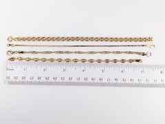 Vtg Bracelet Lot Twisted Rope Flat Snake Chain Puff Mariner Square Link Gold Ton
