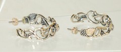Vtg WM Co. Wheeler Western Two Tone Sterling Silver 12K Gold Hoop Earrings
