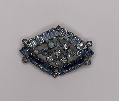 Vintage Sky Blue Baguette Round Marquis Rhinestone Brooch Pin