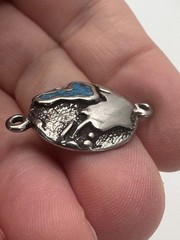 Africa Map Globe Bracelet Pendant Textured Silver Tone Inlay Connector Charm 92