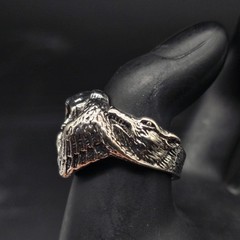 Viking Odin Wolf Ring Silver Tone Size 10.75
