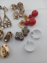 Vintage LOT of 13 assorted styles and materials clip-on earring pairs