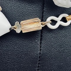 Vintage White Milk Glass & Acrylic Charm Necklace 30″ Drop Mid-Century Statement
