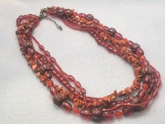 Vintage Multi-strand Glass, Plastic And Stone Beads Necklace 19in +.