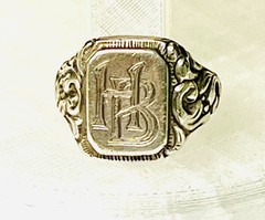 Antique 800 Silver Ornate Signet Ring Art Nouveau 10.9 GR Size 4 1/2