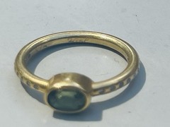 Robin Rotenier 20k Yellow Gold Green Tourmaline & Diamond Ring Size 5.5