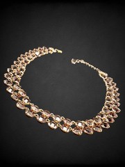 Vintage Lavender Purple Crystal Double Row Fringe Bib Necklace Open Back 16”