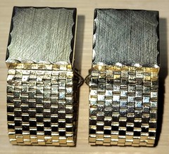 FOSTER Brushed Goldtone Mesh Cufflinks Bullet Back Signed Very Good Condition