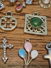Vintage To Modern 40 Charms Lot Enamel Rhinestones Cameos Hearts Ace Flamingo