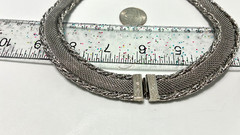 VTG Signed HOBE Silver Mesh NECKLACE & CLIP EARRING Set 1940s ORNATE Demi-Parure