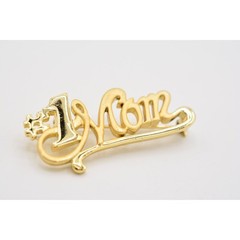 AJC Vintage #1 Mom Pin Brooch Brushed Gold Mother’s Day Signed NOS 1980s Bin4
