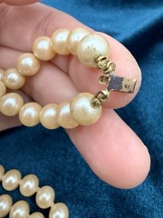 Vintage Double Strand Faux Pearl Cameo Necklace Black White Resin Cameo