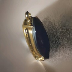 Rare Marquise shape Agate Geode Stone mounted in a 14k gold-plate bezel setting.
