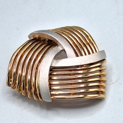 VINTAGE PUCCINI Gold and Silver Tone Abstract Triangular Brooch
