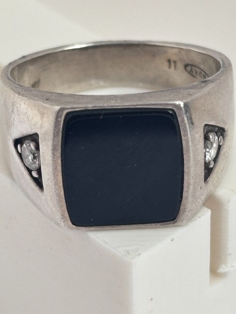 Vintage Avon Sterling Silver 925 Black Onyx Ring Mens Size 11.75 Signed