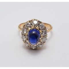 Vintage 14K Karat Solid Two Tone Multi Color Gold Sapphire & Diamond Ring