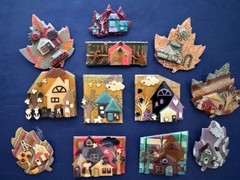 Vintage Jewelry Lot Lucinda Pin House Pin Autumn Clouds W/Face Scarecrow Turkey