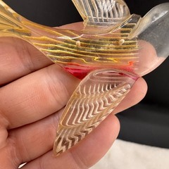 Vintage Lucite Bird Brooch Red Yellow Nice