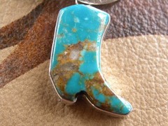 STERLING & TURQUOISE DANGLING COWBOY BOOT EARRINGS 2-1/4″