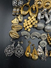 50 Pairs of Mostly Vintage Silver Tone and Gold Tone Earrings For Wear Or Crafts
