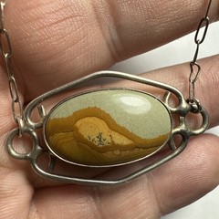 Choker Picture Jasper Sterling Silver 15.5” Antique 24mm X 14mm Stone