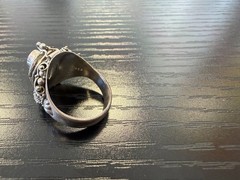 Vintage 925 Sterling Silver & Blue Sapphire Poison Pill Box Locket Ring Size 8.5