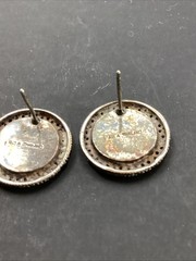 Vintage Costume Fashion Jewlery Sterling Silver Coin Pierced Earrings.