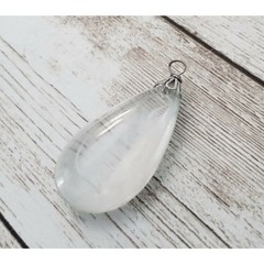 Vintage Pendant Clear with Milky Swirls No Chain Included