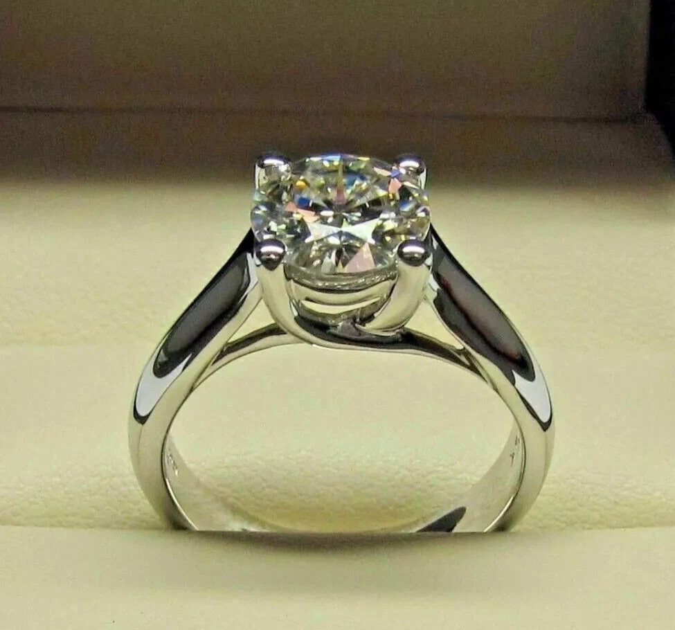3.00Ct Round Cut Real Treated Diamond Solitaire 925 Silver Engagement Gift Ring