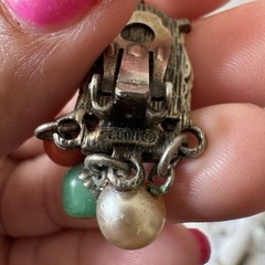 Vintage Selro Selini Goddess Face Silvertone Frame Clip Earrings