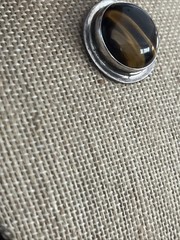 Vintage Tigers Eye Amulet Silver Pendant Round
