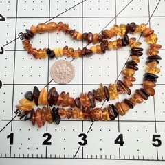 Vintage Baltic Amber Nugget Chip Necklace Honey Cognac Butterscotch 17in
