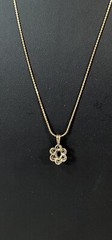 Vintage GoldTone UTC Necklace – Gold Flower Onyx .925 Sterling Silver – 22″