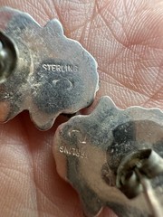 Stunning Estate Vintage Native American Signed Sterling Floral Leaf Earrings