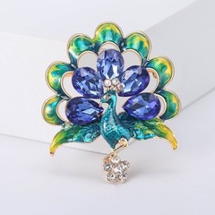Vintage Style Peacock Bird Rhinestone Crystal Brooch Bird Cyan Pin Pendant Gift