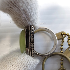 Vintage Prehnite Trillion Triangle Ring 925 Sterling Silver Sz 10 Heavy 11g