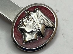 Vtg 50s KINNEY CO. Chrome & Enamel MERCURY Tie Clasp & Box 43mm