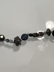 Vintage Cookie Lee Blue & Silver Beaded Lobster Claw Necklace
