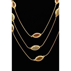 Casual Corner Vintage Necklace Collar Triple Chain Shimmer Enamel Signed Bin7B
