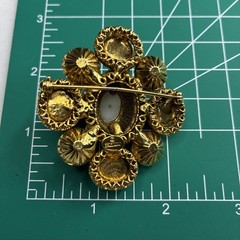 2 Inch Graziano Brooch Rhinestones And Faux Pearls.