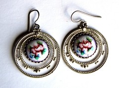 Vintage 1980s Russian Hand Painted Enamel Jewelry Earrings 3 Variations #122,157