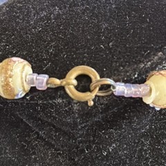 Vintage Murano Venetian Art Glass Necklace, Wedding Cake beads Ivory Gold Pink!
