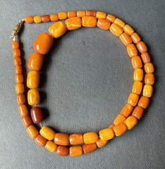 Vintage Soviet Baltic Amber Graduated Butterscotch Marbled 33g Necklace 26.5”