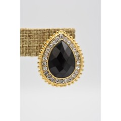Amrita Vintage Teardrop Earrings Crystal Rhinestone Black Chunky Signed BinAR