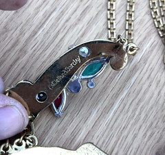 Antique McClelland Barclay Gold Tone Necklace w/ Rhinestone Art Deco 1930s