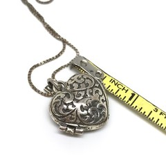 Vintage 925 Sterling Silver Marcasite Heart Locket Pendant Chain Necklace 24″